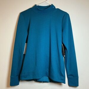 NIKE Womens Golf DRi-FIT Mock Neck Long Sleeve Top Shirt UV Protection XS Teal